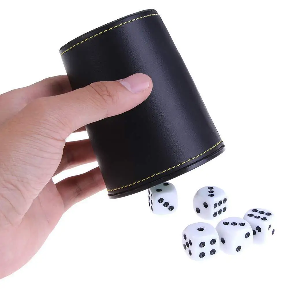 Faux Leather Flannel Dice Cup with 5 Dice Bar KTV Entertainment Dice Cup With Dices Club Party Family Game Accessories
Faux Leather Flannel Dice Cup with 5 Dice Bar KTV Entertainment Dice Cup With Dices Club Party Family Game Accessories