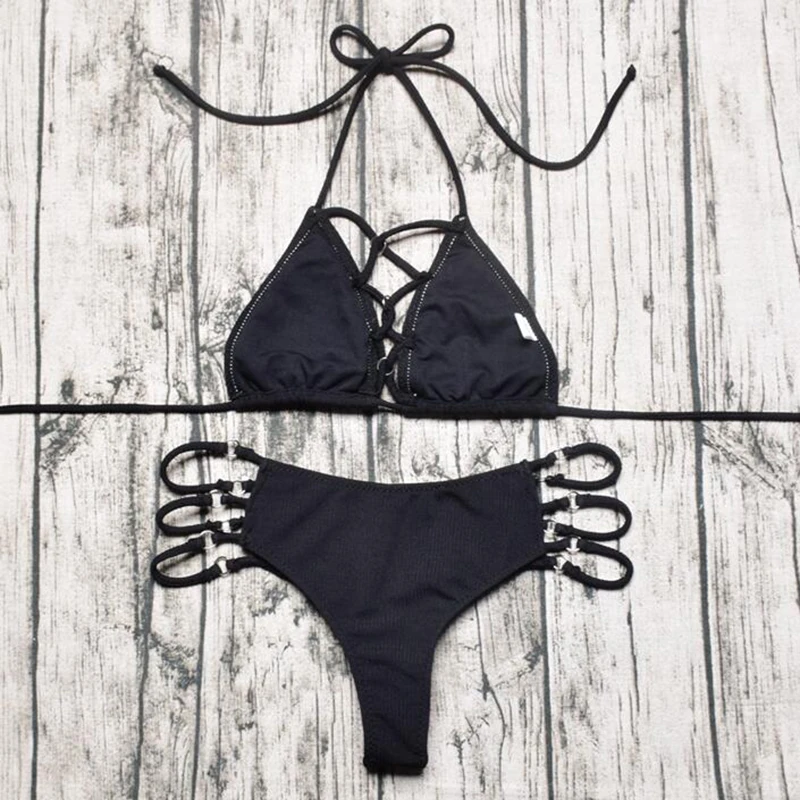 Qeils Sexy Cross String Black Bikini 2021 Hot Sale Bikinis Beach Halter Backless Swimsuit Swimwear Women Brazilian Biquini 
Qeils Sexy Cross String Black Bikini 2021 Hot Sale Bikinis Beach Halter Backless Swimsuit Swimwear Women Brazilian Biquini