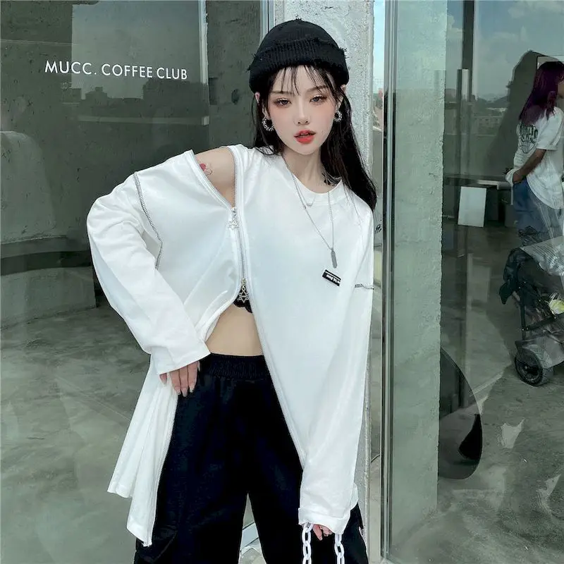 Autumn T-shirt Women's 2021 New Korean Wild Personality Medium Length Top Loose Design Long Sleeve White Trend
Autumn T-shirt Women's 2021 New Korean Wild Personality Medium Length Top Loose Design Long Sleeve White Trend