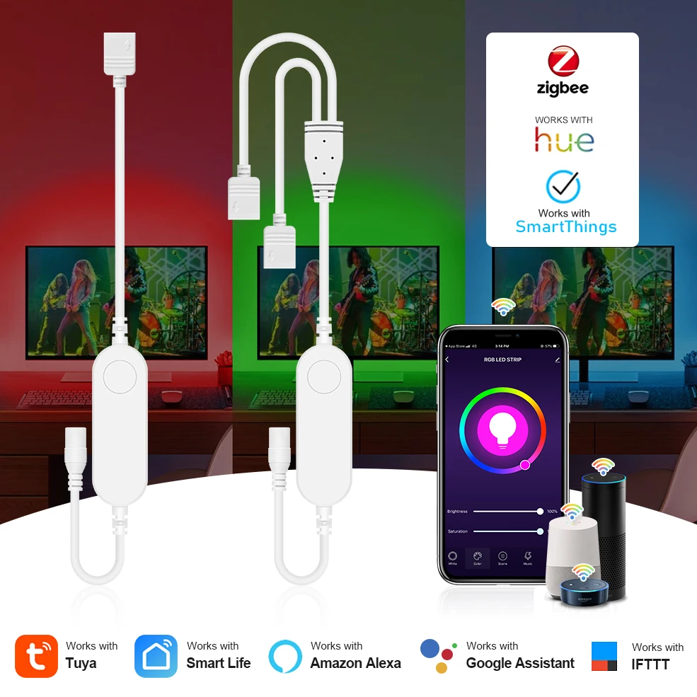 Tuya Zigbee Smart LED Strip Controller DC5V 12V 24V 5050 RGB/RGBW/Dimmer Controller SmartThings Alexa Google Home Voice Control
Tuya Zigbee Smart LED Strip Controller DC5V 12V 24V 5050 RGB/RGBW/Dimmer Controller SmartThings Alexa Google Home Voice Control