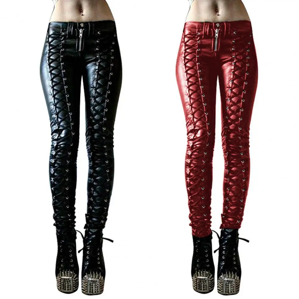Solid Trousers Steampunk Women Faux Leather Cosplay Pants Carnival Party Skinny Button Trousers Cosplay Party Elastic Pants
Solid Trousers Steampunk Women Faux Leather Cosplay Pants Carnival Party Skinny Button Trousers Cosplay Party Elastic Pants