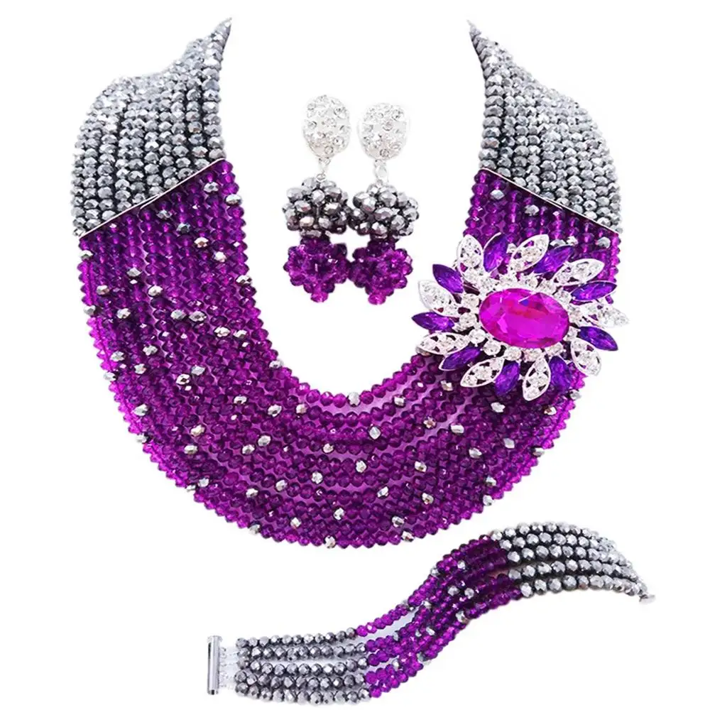 purple costume african jewelry set nigerian necklace wedding jewelry sets 10szk