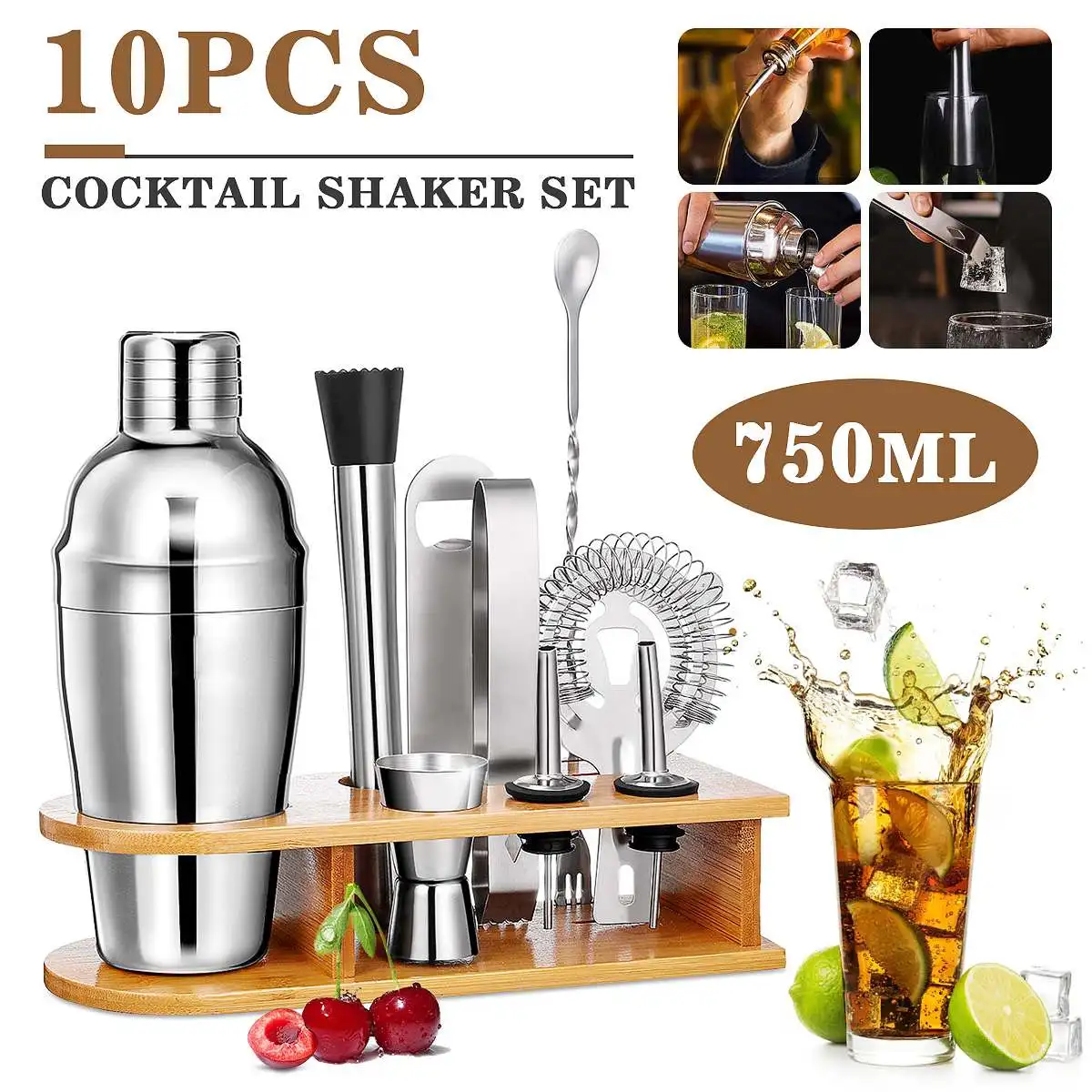 10 шт. Mojito шейкер для коктейлей, миксер, щипцы для льда, посуда для бара, наборы для бара из нержавеющей стали инструменты бармена с бамбуковой...
10 шт. Mojito шейкер для коктейлей, миксер, щипцы для льда, посуда для бара, наборы для бара из нержавеющей стали инструменты бармена с бамбуковой...