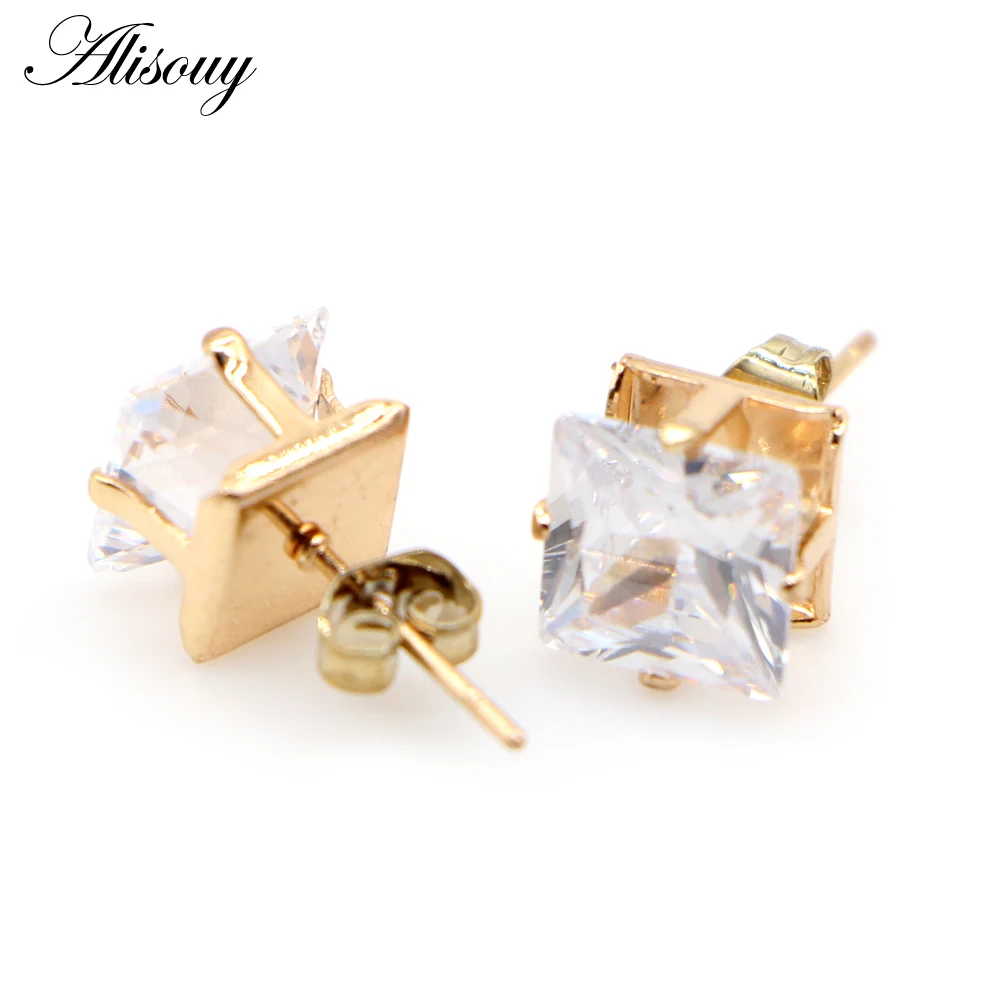 Alisouy 2pcs Punk Unisex Clear Square Zircon stainless Steel Women Men Earrings Ear Stud Helix Piercing female fashion Jewelry
Alisouy 2pcs Punk Unisex Clear Square Zircon stainless Steel Women Men Earrings Ear Stud Helix Piercing female fashion Jewelry