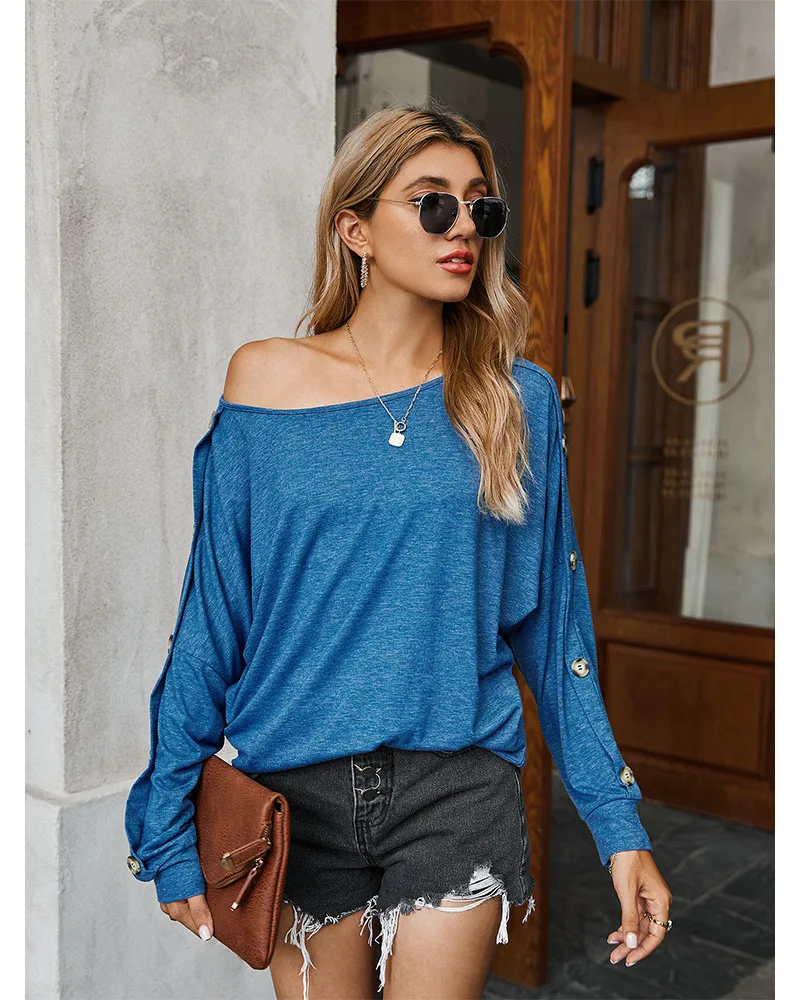 2021 New Women Botton T-shirt Solid Color Sexy Tops For Ladies Autumn Loose Style Clothes 4 Size Drop Shipping M795
2021 New Women Botton T-shirt Solid Color Sexy Tops For Ladies Autumn Loose Style Clothes 4 Size Drop Shipping M795