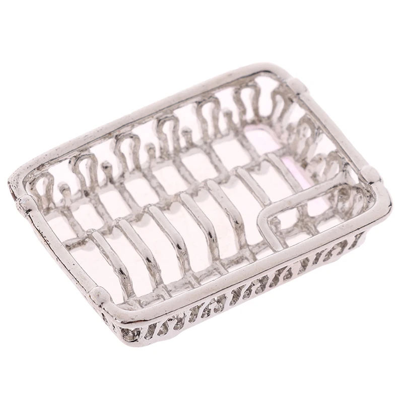 1/12 Dollhouse Miniature Mini Metal Dish Rack Simulation Furniture Kitchen Storage Shelf Model Toys
