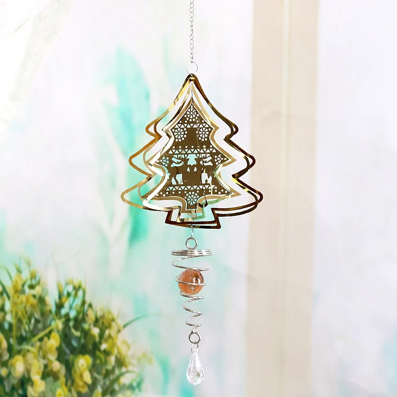 Stainless Steel 3D Metal Rotating Wind Chime Christmas Pendant Hanging Wind Spinner Spiral Windchimes Garden Yard Home Decor 
Stainless Steel 3D Metal Rotating Wind Chime Christmas Pendant Hanging Wind Spinner Spiral Windchimes Garden Yard Home Decor