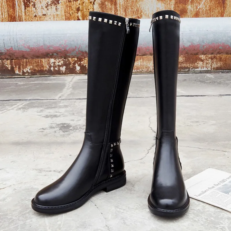 botas mujer 2019 Casual Shoes Women Knee High Boots Rivets Real Leather Fashion Brand New Ladies footware Long Boots Black Shoes
botas mujer 2019 Casual Shoes Women Knee High Boots Rivets Real Leather Fashion Brand New Ladies footware Long Boots Black Shoes
