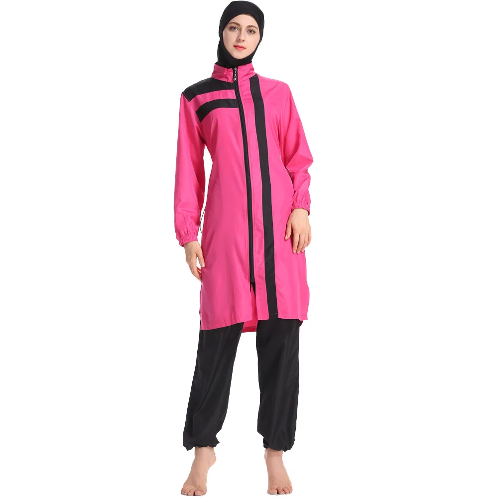 Мусульманская одежда для плавания Женский исламский пляжный костюм на молнии с