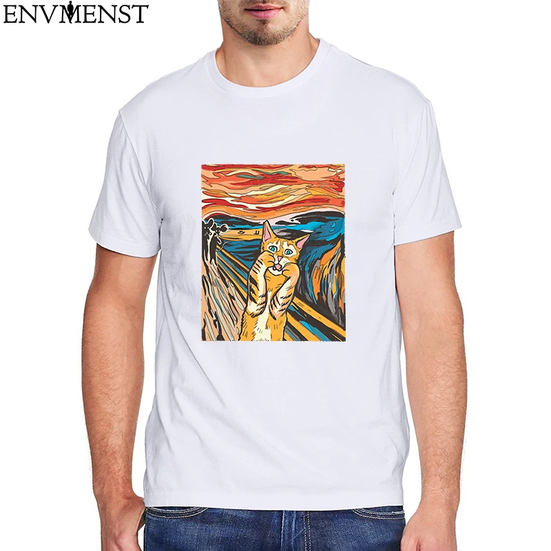 Мужская футболка с короткими рукавами из 100% хлопка, винтажная футболка Scream Cat Parody Cat Lover, Повседневная женская футболка большого размера, муж... 
Мужская футболка с короткими рукавами из 100% хлопка, винтажная футболка Scream Cat Parody Cat Lover, Повседневная женская футболка большого размера, муж...