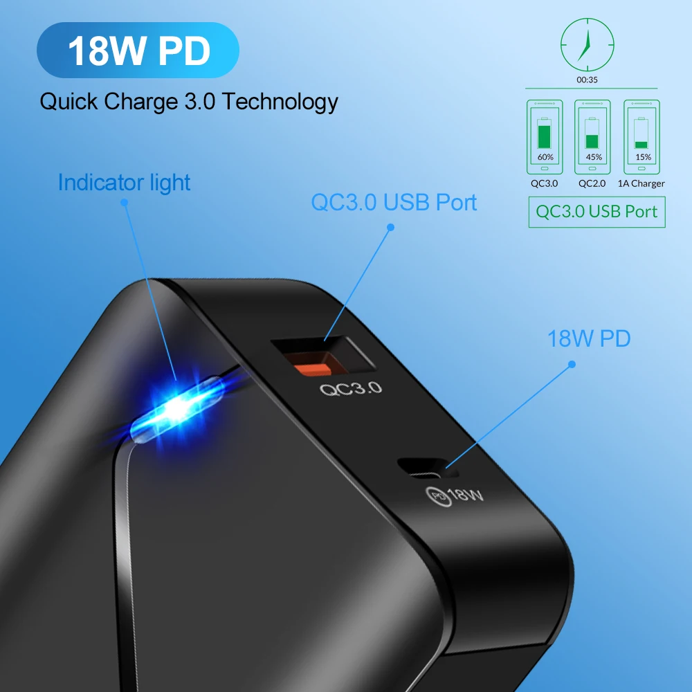 18W USB Charger EU Plug QC 3.0 Quick Charge Mobile Phone Universal Wall Adapter Fast Charging For iPhone 11 Samsung Xiaomi Redmi
18W USB Charger EU Plug QC 3.0 Quick Charge Mobile Phone Universal Wall Adapter Fast Charging For iPhone 11 Samsung Xiaomi Redmi