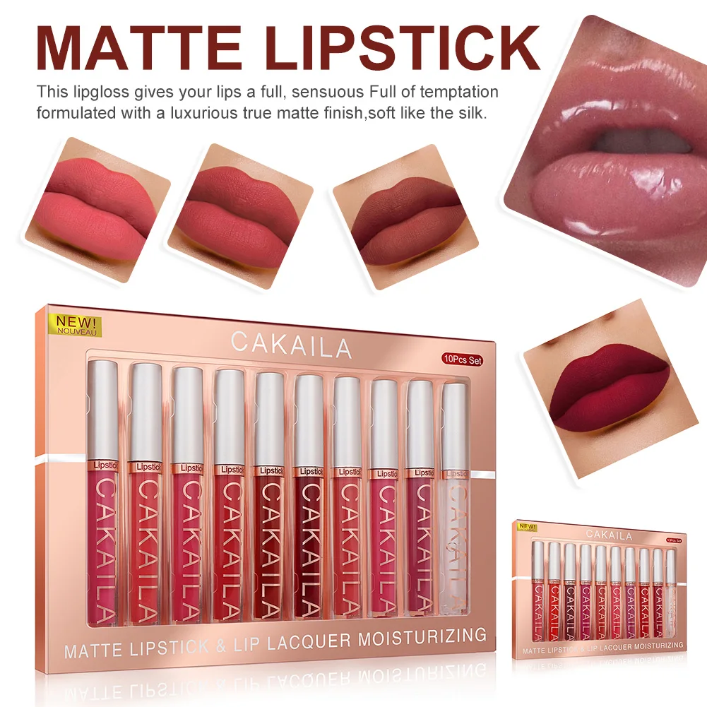 10pcs Matte Liquid Lipstick Set Non-sticky Waterproof Smooth Texture Lip Gloss Women's Makeup Set For Party Stage Club Carnival
10pcs Matte Liquid Lipstick Set Non-sticky Waterproof Smooth Texture Lip Gloss Women's Makeup Set For Party Stage Club Carnival