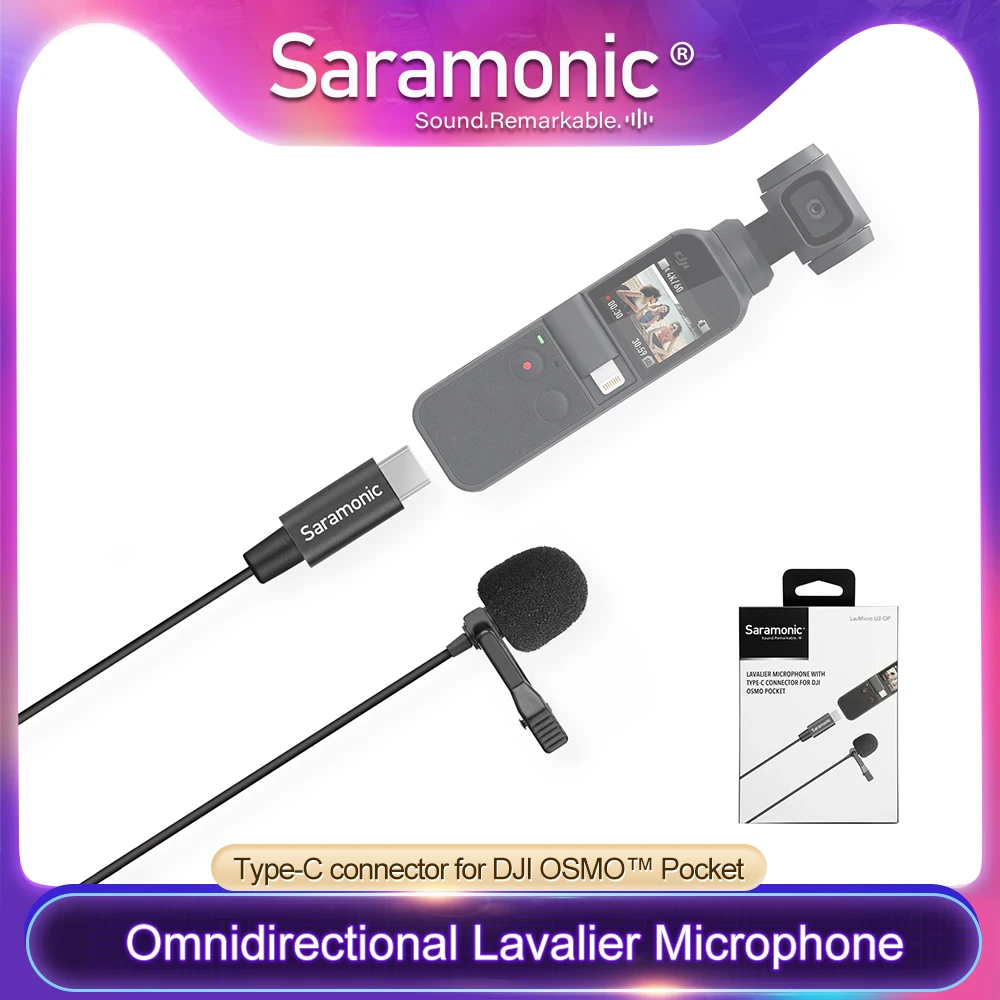 Saramonic LavMicro U3-OP omnidirectional Lavalier Microphone with Type-C Connector for DJI OSMO™ Pocket
Saramonic LavMicro U3-OP omnidirectional Lavalier Microphone with Type-C Connector for DJI OSMO™ Pocket