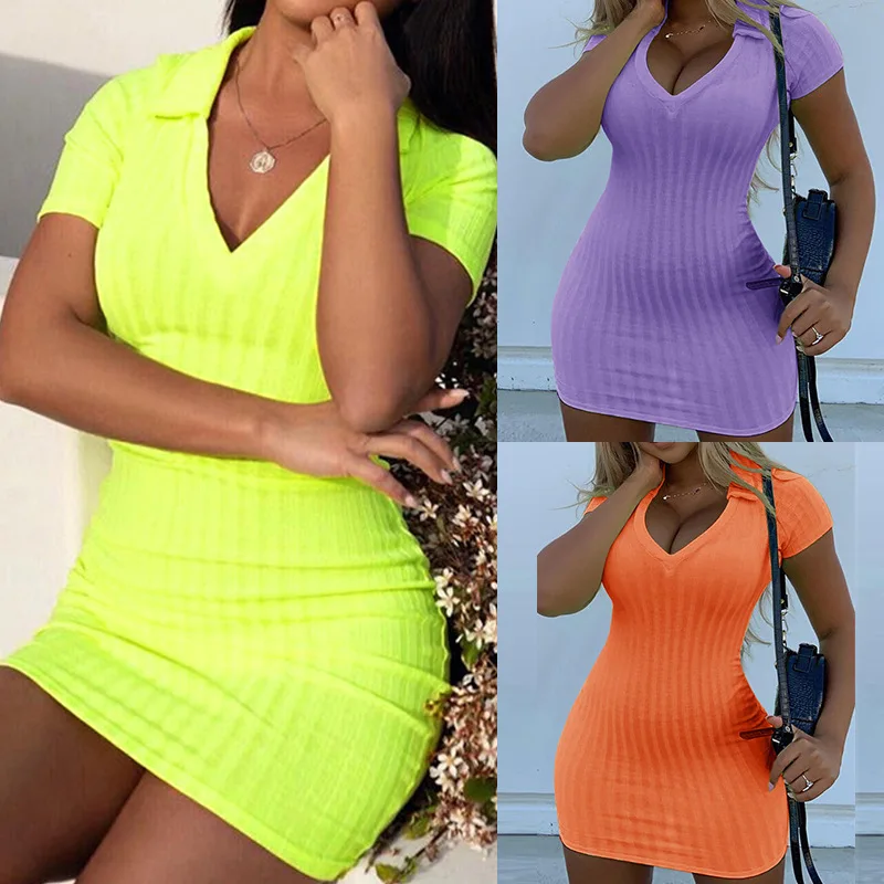 New 2021 Summer Ladies Casual V Neck Short Sleeve Dresses Woman Ribbed Bodycon One Piece Women Simple Mini Dress
New 2021 Summer Ladies Casual V Neck Short Sleeve Dresses Woman Ribbed Bodycon One Piece Women Simple Mini Dress