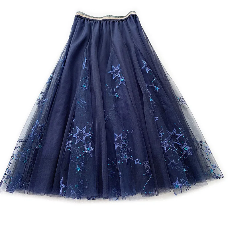 High Quality Embroidery High Waist Skirt Sequin Mesh Skirt Women Summer Big Swing Stars Chiffon Lining Long Skirts Sweet Faldas
High Quality Embroidery High Waist Skirt Sequin Mesh Skirt Women Summer Big Swing Stars Chiffon Lining Long Skirts Sweet Faldas