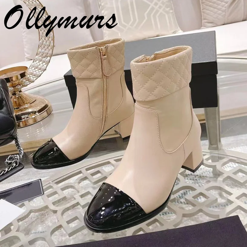Prowow New Genuine Leather Beige Black Grid Brand Desiger Boots Zip Side Ankle Heel Boots Female Women Shoes
Prowow New Genuine Leather Beige Black Grid Brand Desiger Boots Zip Side Ankle Heel Boots Female Women Shoes