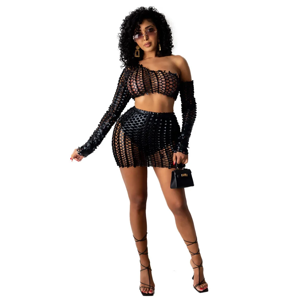 Adogirl Fish Scale Hollow Out Skirt Two Piece Set One Shoulder Long Sleeve Crop Top Short Skirt Female Night Club Party Outfits
Adogirl Fish Scale Hollow Out Skirt Two Piece Set One Shoulder Long Sleeve Crop Top Short Skirt Female Night Club Party Outfits