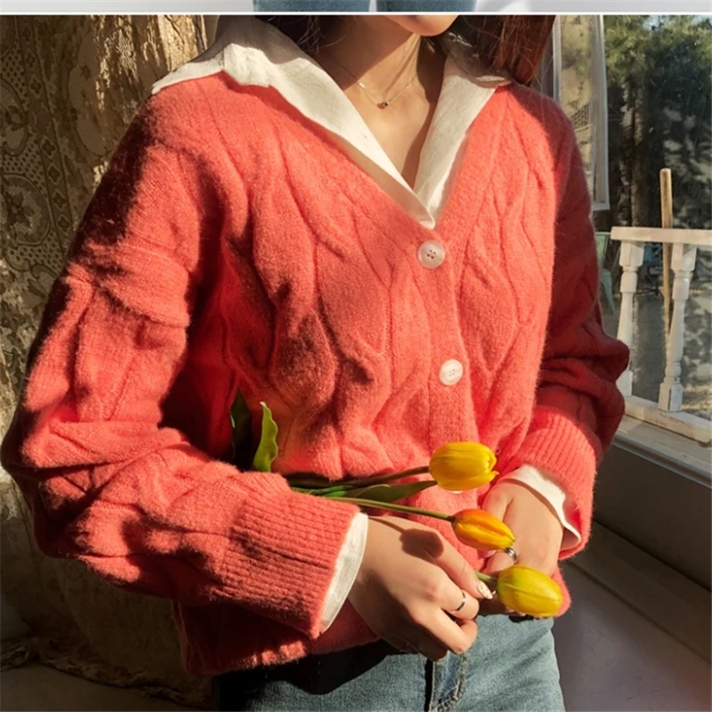 New Sweet Candy Color Sweaters Jackets Women Winter Korean Casual Loose V-neck Twist Females Cardigans Thick Warm Sweater Coat 
New Sweet Candy Color Sweaters Jackets Women Winter Korean Casual Loose V-neck Twist Females Cardigans Thick Warm Sweater Coat