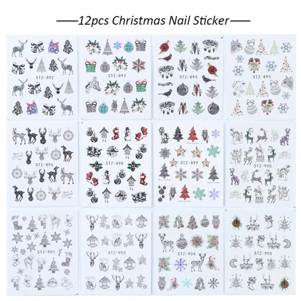 12pcs DIY New Year Nail Art Transfer Sticker Full Wraps Set Christmas Style Winter Decal Snowflake Sliders Manicure Decoration 
12pcs DIY New Year Nail Art Transfer Sticker Full Wraps Set Christmas Style Winter Decal Snowflake Sliders Manicure Decoration