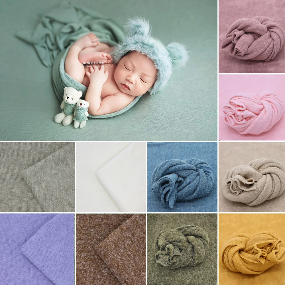

New Newborn Photography Wrapping Cloth Baby Baby Soft Knitting High Elasticity Wrapped Yarn Blanket 13 Colors for Baby Photo