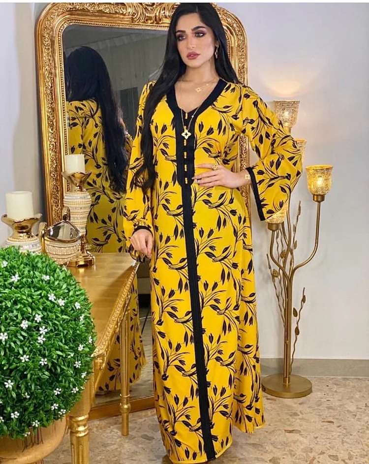 Summer 2021 Celebrity Arabic Muslim Abaya Dress for Women Print Orange Long Sleeve Moroccan Kaftan Turkish Islamic Jalabiya
Summer 2021 Celebrity Arabic Muslim Abaya Dress for Women Print Orange Long Sleeve Moroccan Kaftan Turkish Islamic Jalabiya