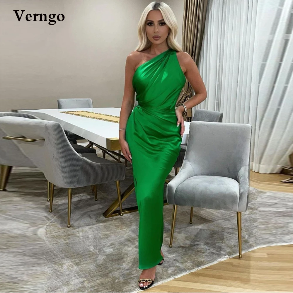 Verngo Apple Green Satin Prom Dresses One Shoulder Pleats Ankle Length Evening Gown Simple Formal Party Dress
Verngo Apple Green Satin Prom Dresses One Shoulder Pleats Ankle Length Evening Gown Simple Formal Party Dress