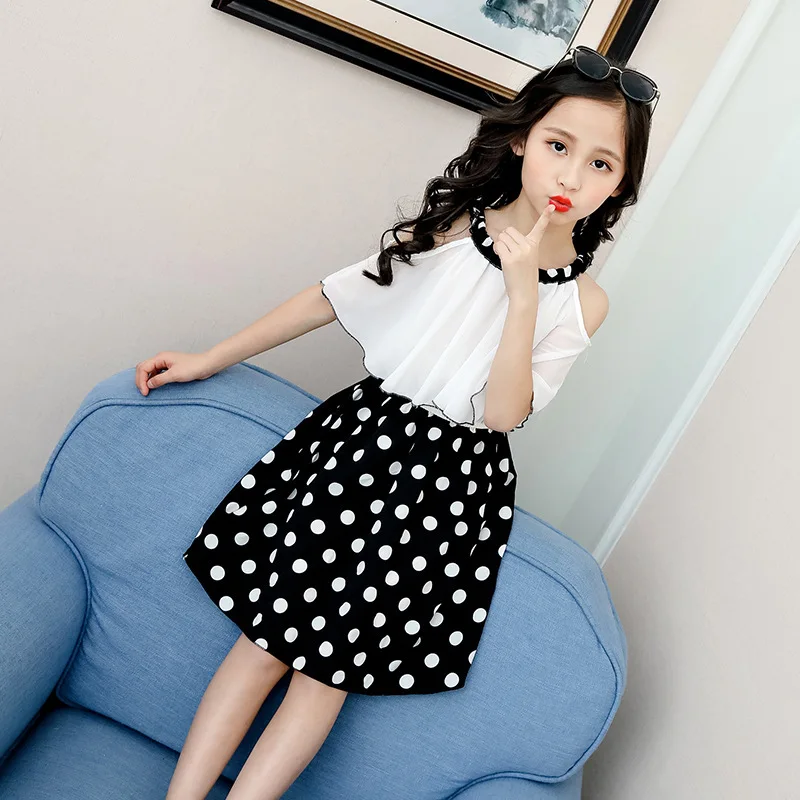 Big girl children clothing set 2020 new summer kids off shoulder chiffon top with dot dress hat outfits
Big girl children clothing set 2020 new summer kids off shoulder chiffon top with dot dress hat outfits