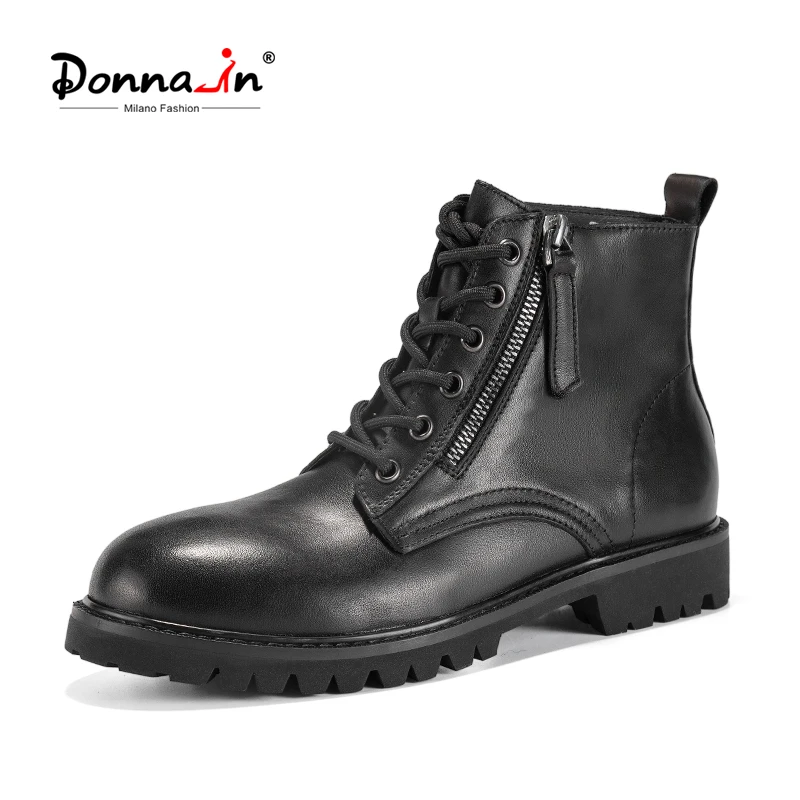 Donna-in Black Genuine Leather Martin Boots for Women Inside Zipper Top Quality Round Toe Block Low Heels Non-slip Rubber Sole
Donna-in Black Genuine Leather Martin Boots for Women Inside Zipper Top Quality Round Toe Block Low Heels Non-slip Rubber Sole
