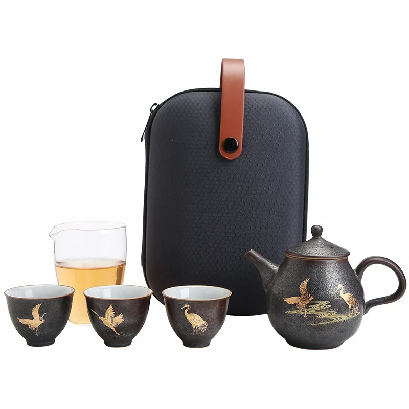 Handmade Crane Ceramic Teapot Gaiwan with 3 Kung Fu Cups Portable Travel Tea Set Drinkware
Handmade Crane Ceramic Teapot Gaiwan with 3 Kung Fu Cups Portable Travel Tea Set Drinkware