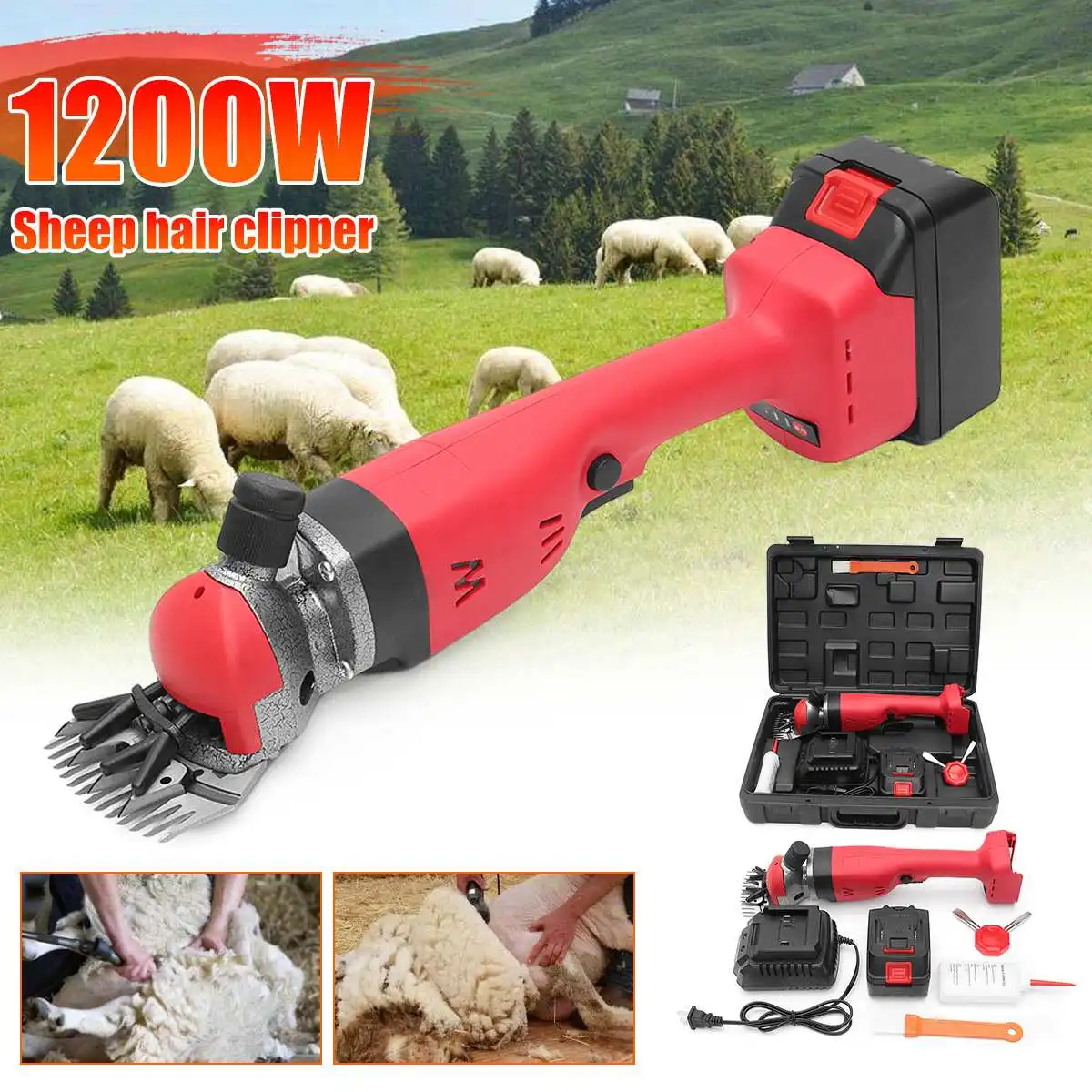 1200W 220V 2400RPM Electric Brushless Sheep Scissor Shearing Shears Straight Knife Mountain Wool Shaving Shear Trimming Tools
1200W 220V 2400RPM Electric Brushless Sheep Scissor Shearing Shears Straight Knife Mountain Wool Shaving Shear Trimming Tools