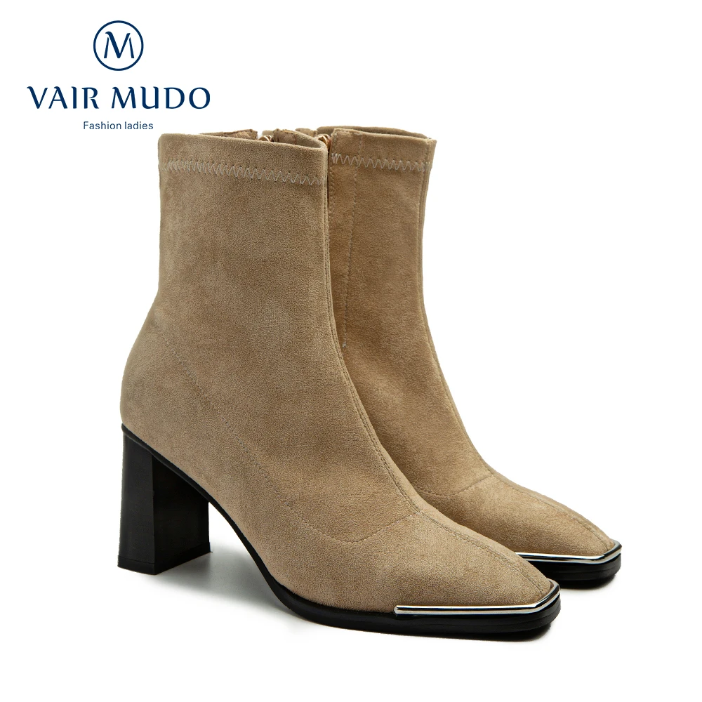 VAIR MUDO Women Ankle Boots Shoes HIgh Heels Kid Suede Boots Black Brown Autumn Winter Concise Stretch Fabric Shoes WM-X184-C
VAIR MUDO Women Ankle Boots Shoes HIgh Heels Kid Suede Boots Black Brown Autumn Winter Concise Stretch Fabric Shoes WM-X184-C