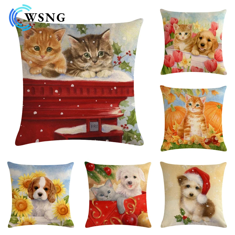 Cute Cartoon Cat Dog Cushion Cover Living Room Bedroom Sofa Children's Room Decorative Linen Pillowcase 45*45cm
Cute Cartoon Cat Dog Cushion Cover Living Room Bedroom Sofa Children's Room Decorative Linen Pillowcase 45*45cm