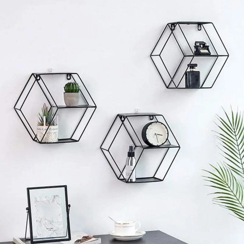 Wall Mounted Floating Shelf Geometry Metal Wire Hexagon Storage Display Shelves Living Room Decorative Wall Floating Shelves
Wall Mounted Floating Shelf Geometry Metal Wire Hexagon Storage Display Shelves Living Room Decorative Wall Floating Shelves