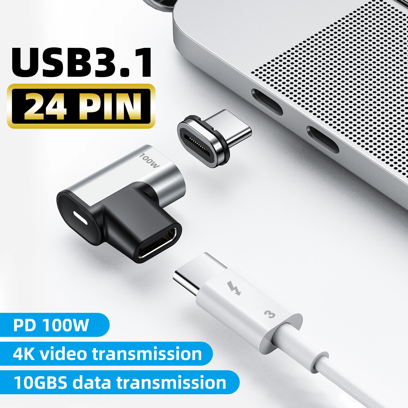 Magnetic USB C Adapter 24Pins Type Connector PD 100W Fast Charging Converter for Thunderbolt 3 MacBook iPad Pro Switch | Мобильные