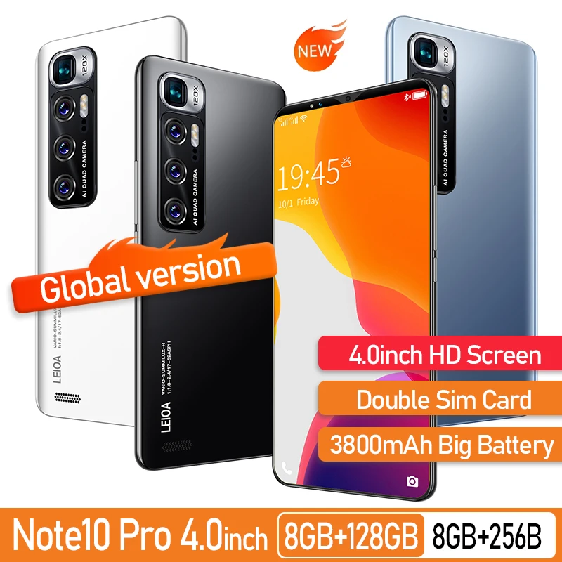 Global Version Note10 Pro 4.0 Inch Smartphone 8G+256G 3800mAh Unlocked Version Phone Android Telefones 4G Google Play Phone
Global Version Note10 Pro 4.0 Inch Smartphone 8G+256G 3800mAh Unlocked Version Phone Android Telefones 4G Google Play Phone