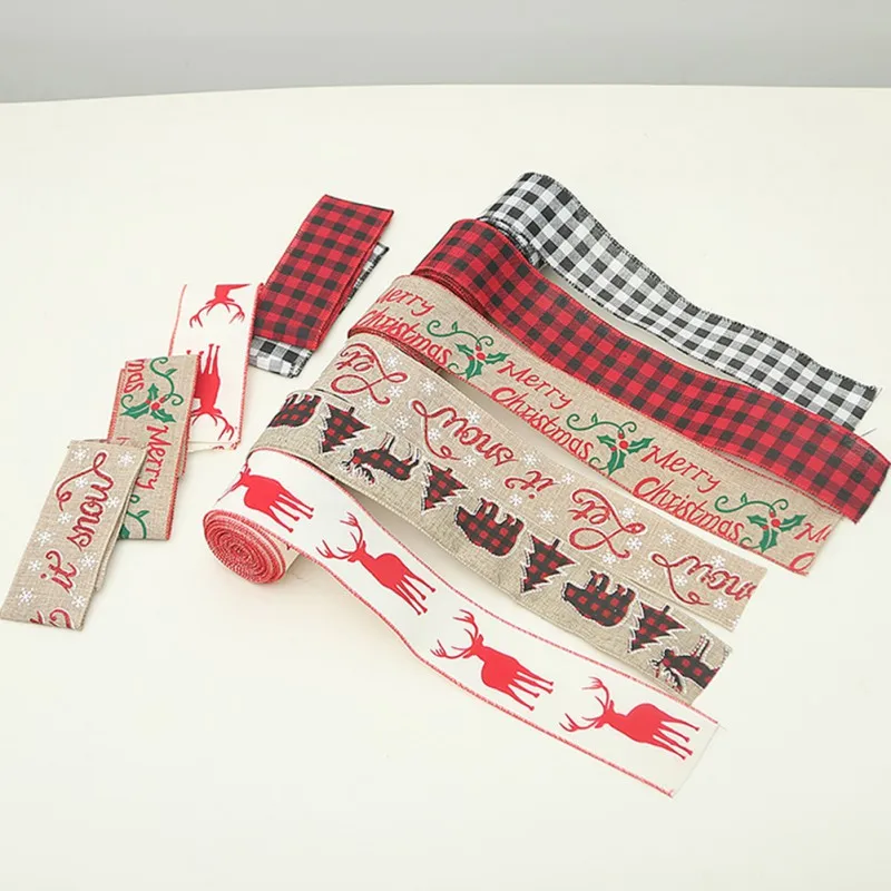 Christmas Ribbon DIY Christmas Tree Ribbon Wreath Bows Plaid linen Ribbons For Gift Wrapping Wedding Hair Bows Home Decoretion
Christmas Ribbon DIY Christmas Tree Ribbon Wreath Bows Plaid linen Ribbons For Gift Wrapping Wedding Hair Bows Home Decoretion
