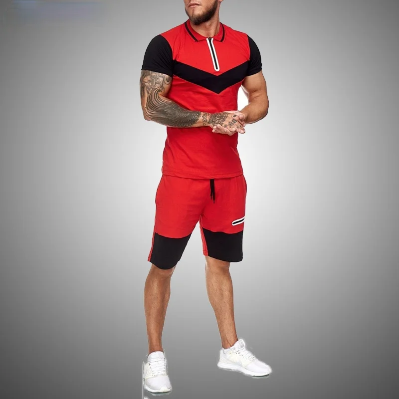 Summer Outdoor Men's Sports Sets Color Matching Short Sleeved Tracksuit 2 Piece 2021 Casual Sports Fitness Suit Running Men
Summer Outdoor Men's Sports Sets Color Matching Short Sleeved Tracksuit 2 Piece 2021 Casual Sports Fitness Suit Running Men
