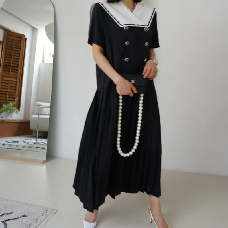 2021 Summer Korean Navy Collar Women Dress French Vintage Short Sleeve Loose Double Breasted Office Ladies Suit Dresses Vestidos
2021 Summer Korean Navy Collar Women Dress French Vintage Short Sleeve Loose Double Breasted Office Ladies Suit Dresses Vestidos