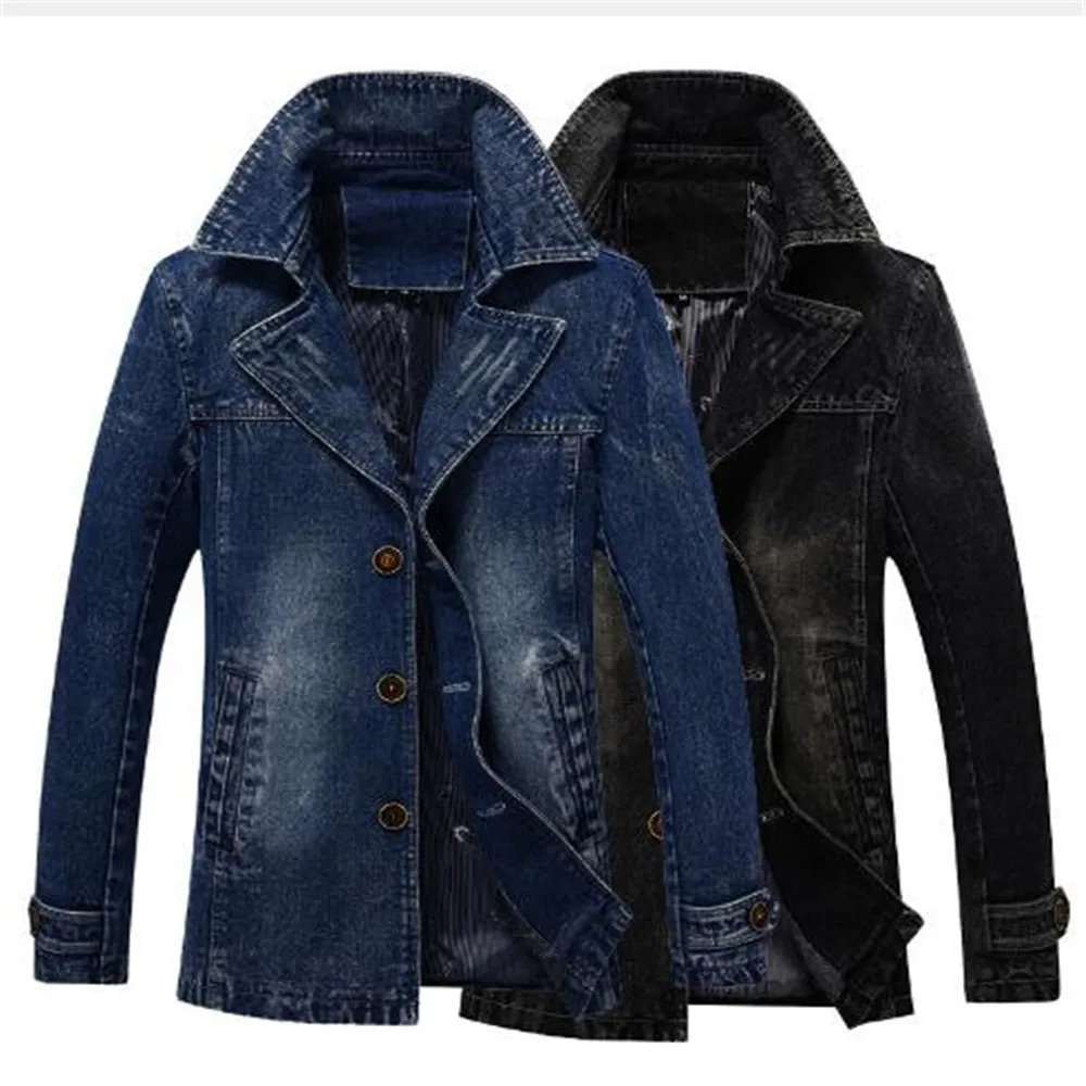 

Ветровка мужская джинсовая средней длины, приталенная Молодежная деловая куртка, пальто, верхняя одежда, весна-осень