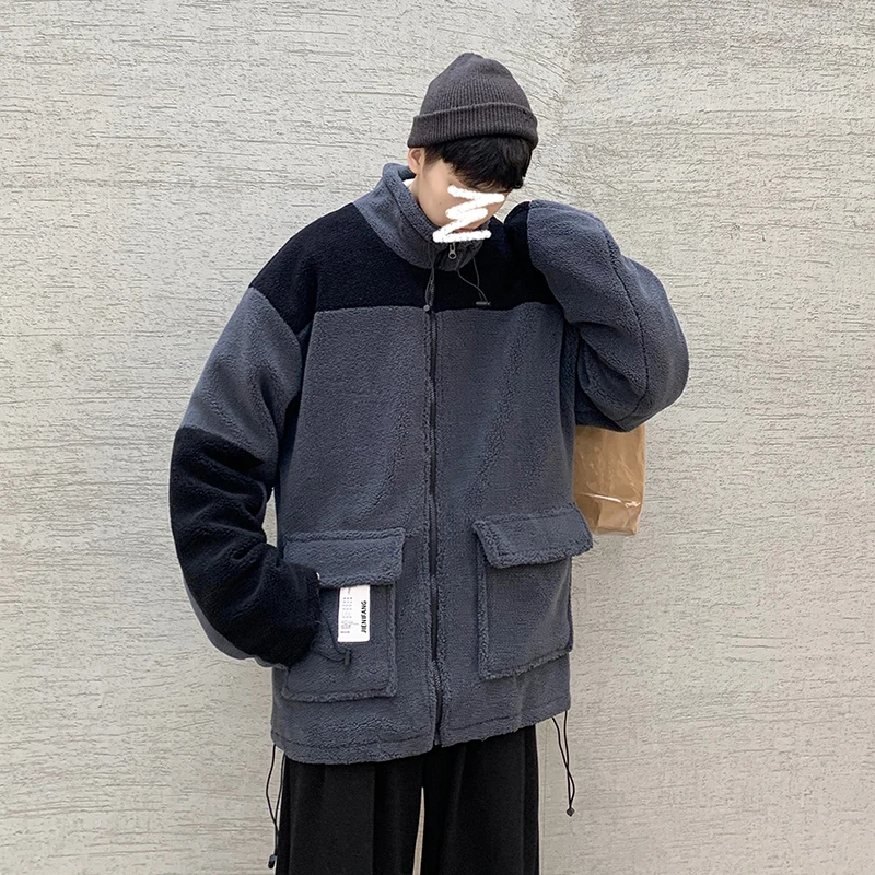 Winter Men's Cotton Jacket Color Block Lamb Wool Jacket Korean Casual Fashion Loose Harajuku Street Wear Thick Cotton Jacket
Winter Men's Cotton Jacket Color Block Lamb Wool Jacket Korean Casual Fashion Loose Harajuku Street Wear Thick Cotton Jacket