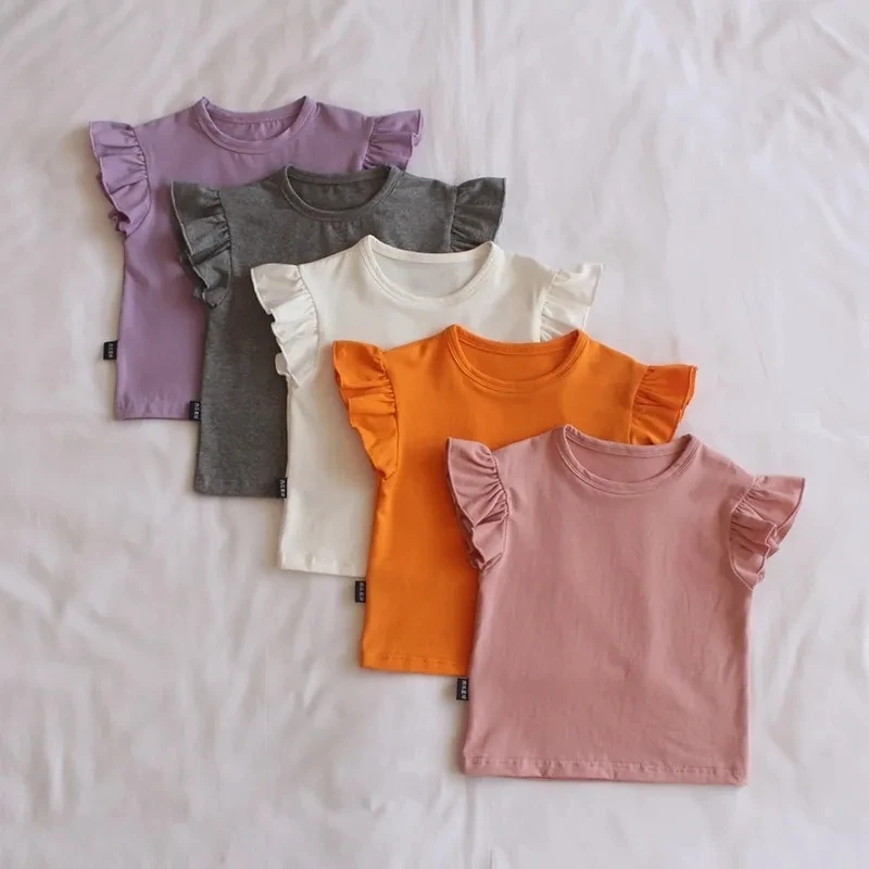 Girls Summer Short Sleeve T-Shirt loose Korean top solid color lace sleeves little girls new bottomed shirts tops P5258
Girls Summer Short Sleeve T-Shirt loose Korean top solid color lace sleeves little girls new bottomed shirts tops P5258