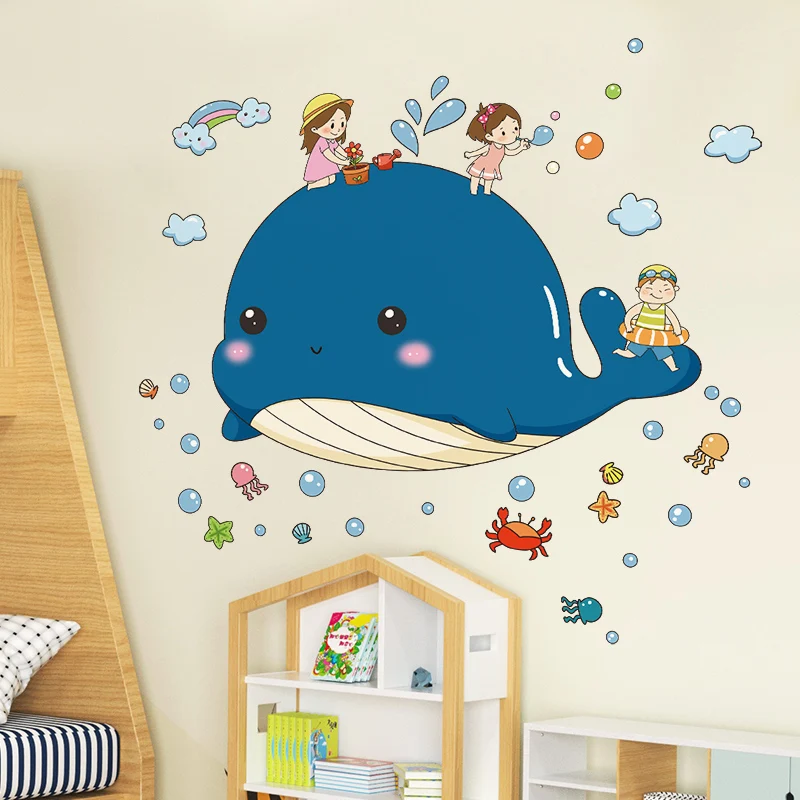 Cartoon Whale Wall Sticker for Child Kids Room Home Decoration Wallpaper Decor Mural Self Adhesive Cute Animals Nursery Stickers
Cartoon Whale Wall Sticker for Child Kids Room Home Decoration Wallpaper Decor Mural Self Adhesive Cute Animals Nursery Stickers
