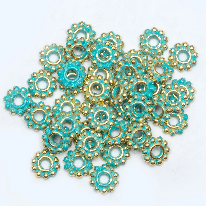 1000Pcs Vintage Gold Green Flower Spacer Beads Diy Round Metal Wheel Beads for Jewelry Making Accessories
1000Pcs Vintage Gold Green Flower Spacer Beads Diy Round Metal Wheel Beads for Jewelry Making Accessories