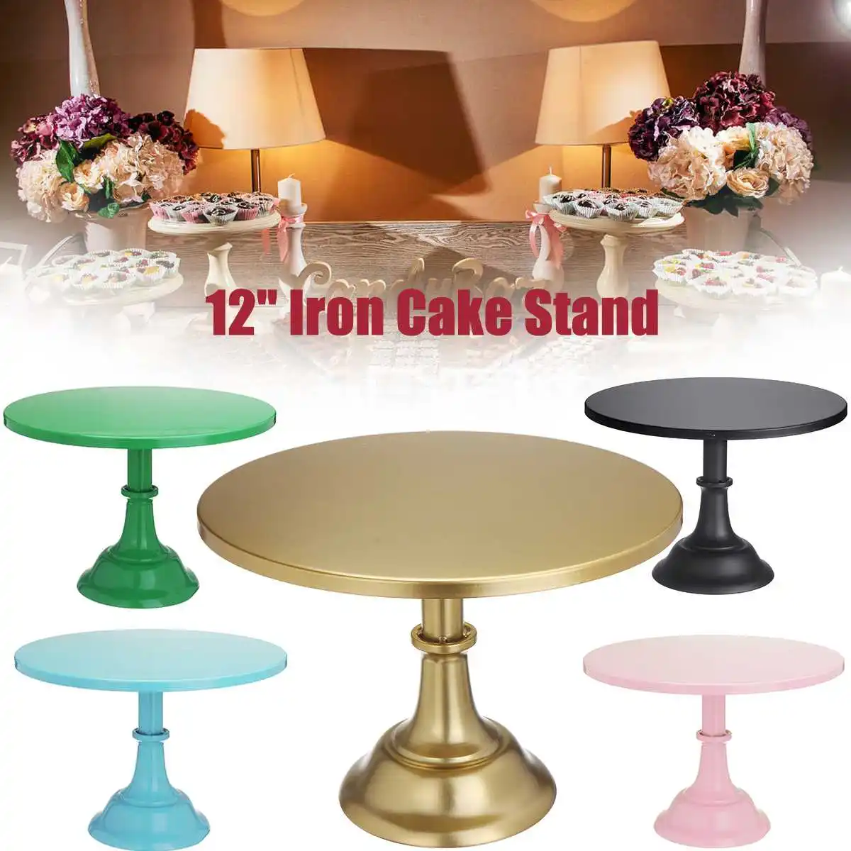 6 Color 12 Inch Iron Metal Round Cake Stand Dessert Cupcake Base Dessert Pedestal Display Plate for Wedding Birthday Party
6 Color 12 Inch Iron Metal Round Cake Stand Dessert Cupcake Base Dessert Pedestal Display Plate for Wedding Birthday Party
