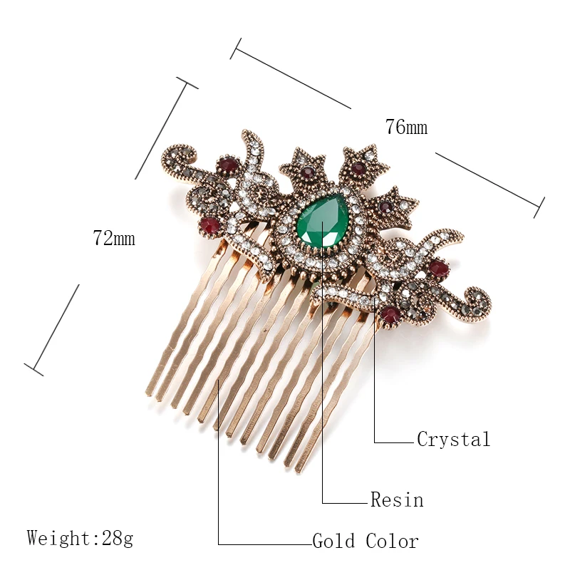 Kinel 2021 New Retro Gold Crown Hair Comb For Women Turkish Arab Wedding Jewelry Mosaic Rhinestone Elegant Ethnic Bridal Gift | Украшения и