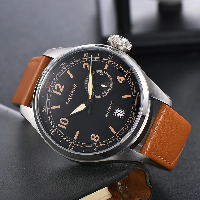 Parnis 48mm Black Dial Men Watch Automatic Mechanical Calendar Power Reserve Mens Watches With Box Gift 2021 Top Luxury Brand
Parnis 48mm Black Dial Men Watch Automatic Mechanical Calendar Power Reserve Mens Watches With Box Gift 2021 Top Luxury Brand