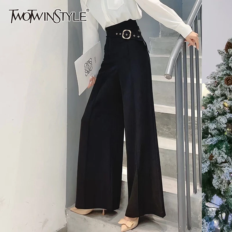 TWOTWINSTYLE Patchwork Belt Women's Pant High Waist Loose Solid Color For Female Wide-legged Straight Trousers Autumn New 2021
TWOTWINSTYLE Patchwork Belt Women's Pant High Waist Loose Solid Color For Female Wide-legged Straight Trousers Autumn New 2021