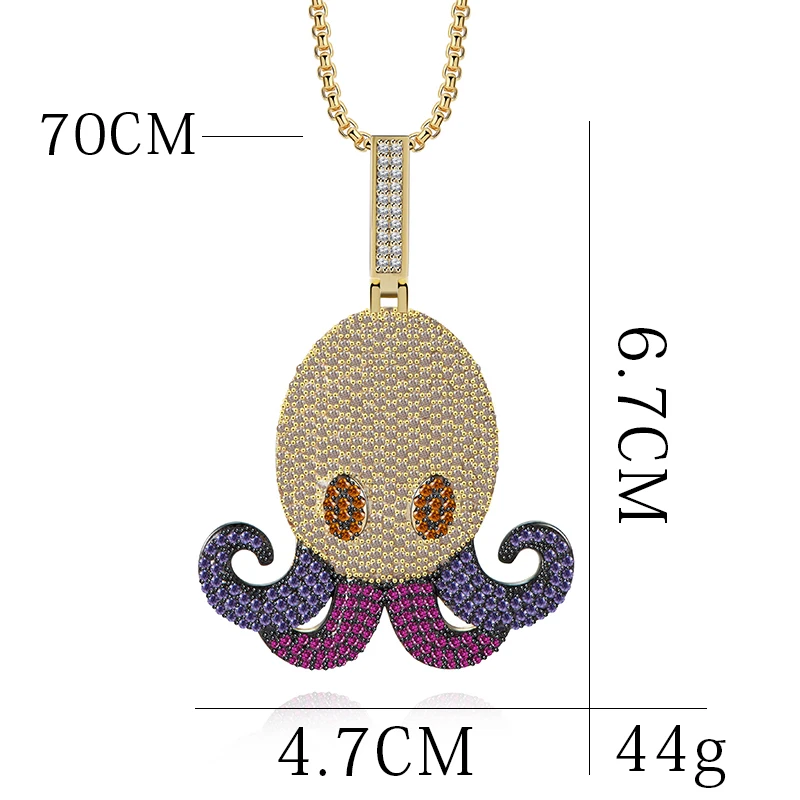 MC Rap Colorful Octopus Zircon Hip Hop Necklace With Tennis Chain Gold Silver Color Bling Cubic Men's Jewelry For Gift
MC Rap Colorful Octopus Zircon Hip Hop Necklace With Tennis Chain Gold Silver Color Bling Cubic Men's Jewelry For Gift