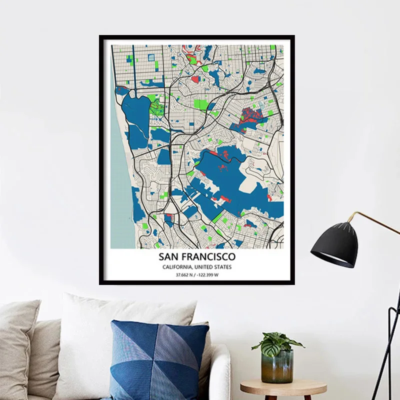 San Francisco Map Poster City Travel Vintage Abstract Print Picture Wall Canvas Painting Home Wall Living Room Art Decor
San Francisco Map Poster City Travel Vintage Abstract Print Picture Wall Canvas Painting Home Wall Living Room Art Decor