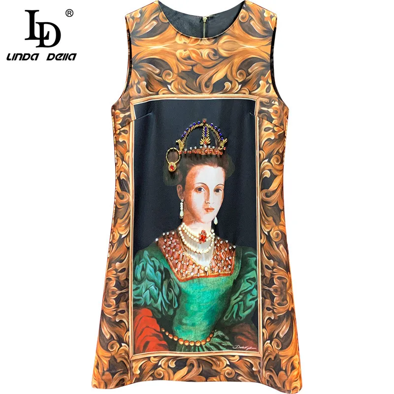 LD LINDA DELLA Fashion Runway Summer Dress Women's Sleeveless Vintage character Printed Luxury Crystal Beading Mini Short Dress
LD LINDA DELLA Fashion Runway Summer Dress Women's Sleeveless Vintage character Printed Luxury Crystal Beading Mini Short Dress